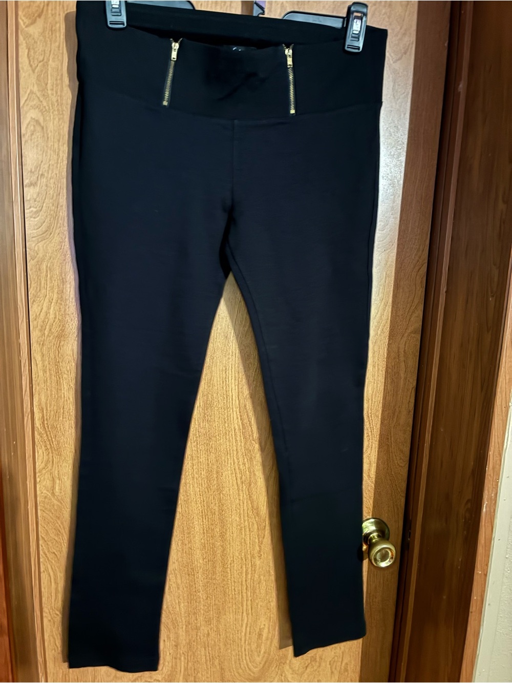 Y2K Lenijon Black Pants with Gold Zipper Accents Size Large